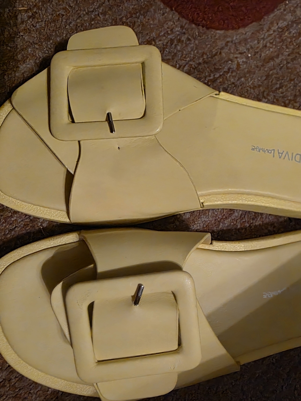 Wild Diva Yellow Square Buckle Slide Sandals